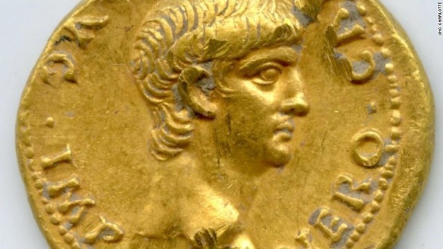 エルサレムで発掘された皇帝ネロの横顔をかたどった金貨
