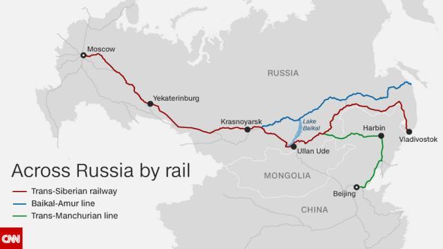 「シベリア鉄道」の総称で知られる各鉄道の路線地図
