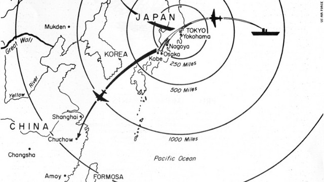 ８．作戦に参加したＢ２５は日本の５都市を標的にした