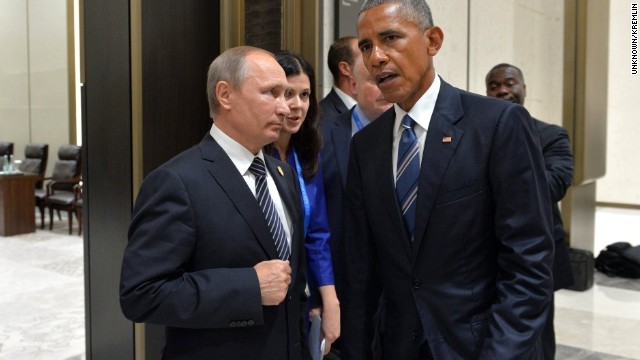 ９月のＧ２０首脳会議で会談したオバマ米大統領とロシアのプーチン大統領