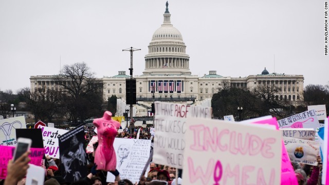 トランプ米大統領の就任を受けて行われたデモ行進、「ウィメンズ・マーチ」