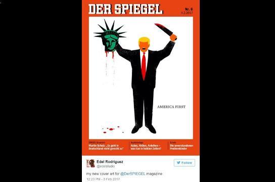 トランプ米大統領をモチーフにした独誌シュピーゲルの表紙＝Edel Rodriguez/Twitter