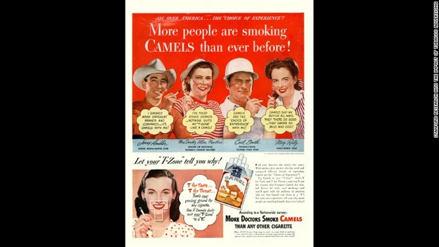 ロデオやポロ、卓球などのスポーツ選手もたばこを愛好しているとする広告