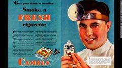のどの炎症やせきの原因になるとされていたたばこだが、歯科や咽喉科の医師が広告に登場することで、売り上げは伸びたという