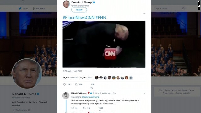 ツイッターにトランプ大統領が「ＣＮＮ」を攻撃する加工動画が投稿された