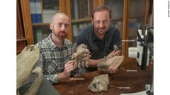 ラザナの研究に取り組む古生物学者のクリスティアーノ・ダルサッソ氏（右）とシモーネ・マガヌーコ氏
