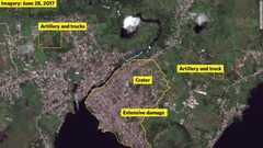 マラウィを撮影した衛星写真。軍が展開している様子や街の被害の様子がわかる