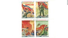 専門家によれば、１９４８年から２００２年の間に北朝鮮が発行した切手のデザインは、韓国と比べて約２倍だった