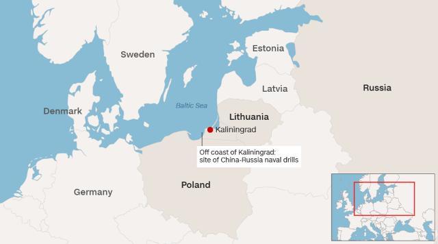 中ロの合同軍事演習は、ロシアの飛び地、カリーニングラードを拠点に行われる