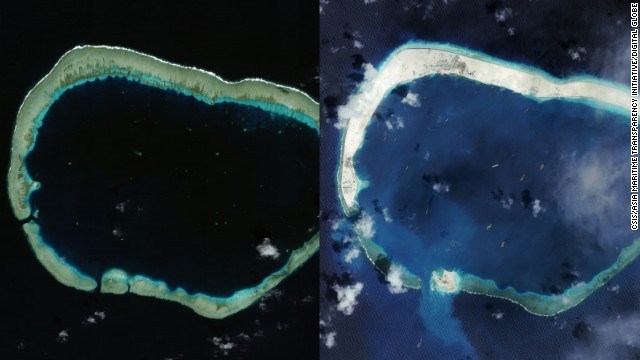 中国はミスチーフ礁で人工島を造成