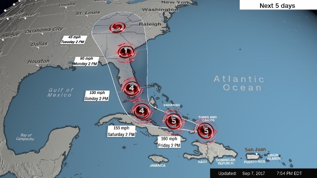 ハリケーンが１０日にもフロリダ州南部に上陸する可能性が高まっている
