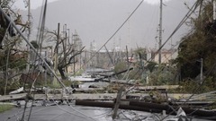 ウマカオの道に散乱した送電線