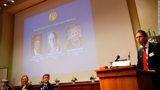 米国の科学者３人がノーベル医学生理学賞を受賞した