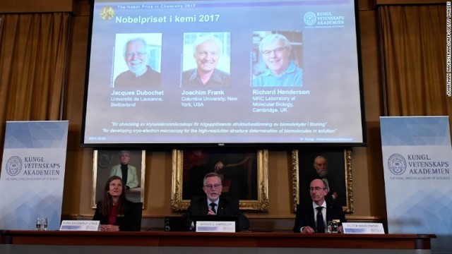 ノーベル化学賞に欧米の３氏が選ばれた