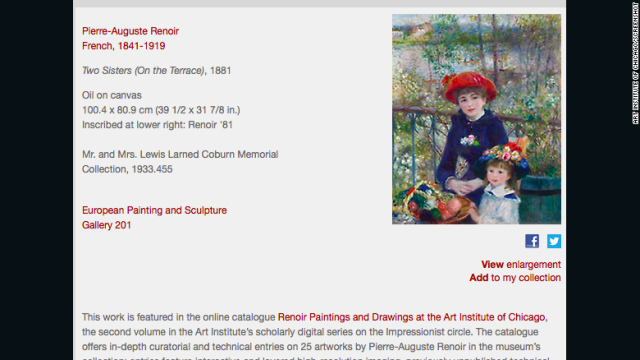 シカゴ美術館のサイトにある問題のルノワール絵画の説明ページ