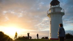 ニュージーランド北島にある「イーストケープ灯台」の日の出時の光景
