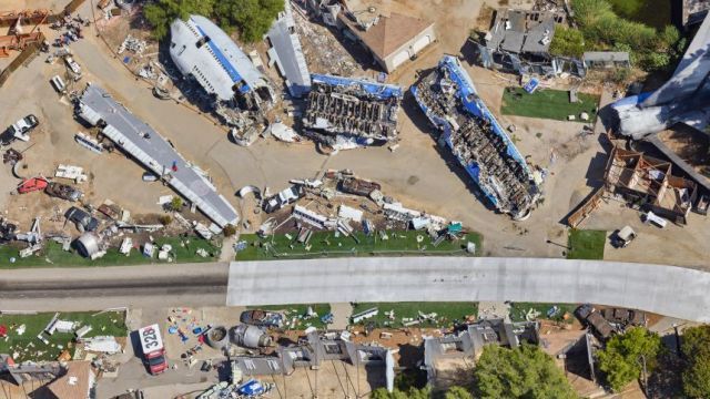 米ハリウッドのユニバーサル・スタジオ上空から撮影