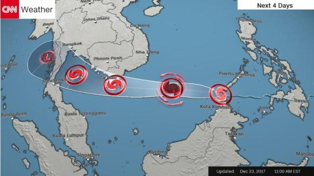 台風は今後、ベトナム方面へと向かうとみられている