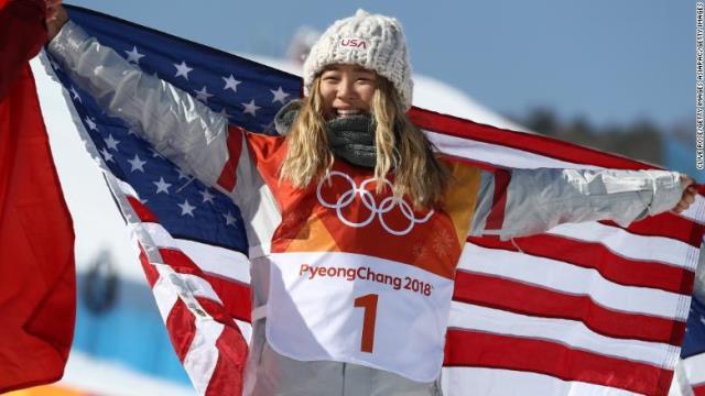 スノーボードの女子ハーフパイプで金メダルを獲得したクロエ・キム