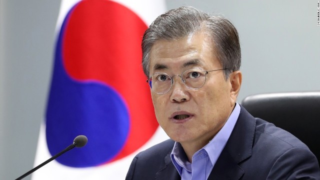 韓国の文在寅大統領。南北首脳会談について慎重な姿勢を示した