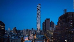 「５６レオナード」。トライベッカで最も高いビルで、２０１５年に完成した。高さ２５０メートルで５７階建て、スレンダー比率は１：１０だ