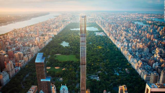 ニューヨークの「１１１Ｗ５７」。２０１９年のオープン時には世界で最もスレンダーな高層ビルになる見通しだ