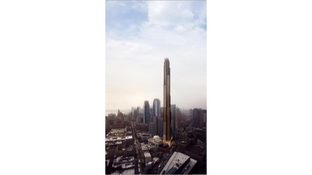 「9デカルブ」。ブルックリンにあり、2020年の完成時には高さ314メートルとなる見込み。基礎部分の幅は45メートルで、スレンダー比率は1:5だ