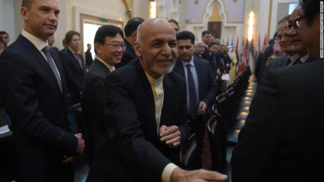 カブールで行われた国際会議に出席したアフガニスタンのガニ大統領