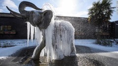 コルチェスターにあるゾウの噴水も凍った