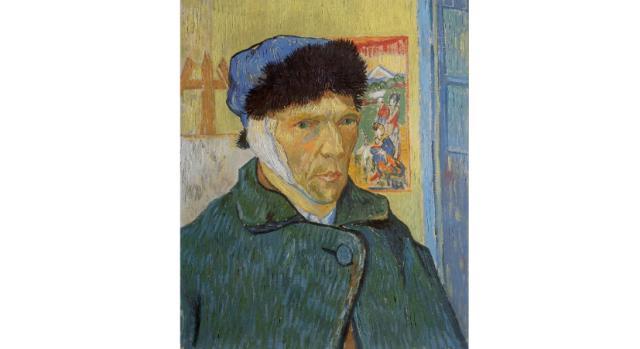 背景に自己流の浮世絵を描いたゴッホの代表作の１つ「耳に包帯をした自画像」