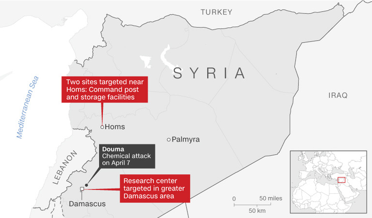 シリア国内の化学兵器関連施設を攻撃