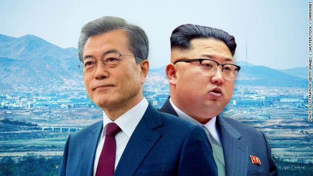 文在寅ムンジェイン大統領と金正恩朝鮮労働党委員長が会談