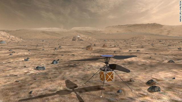 火星で利用する小型ヘリコプターのイメージ図