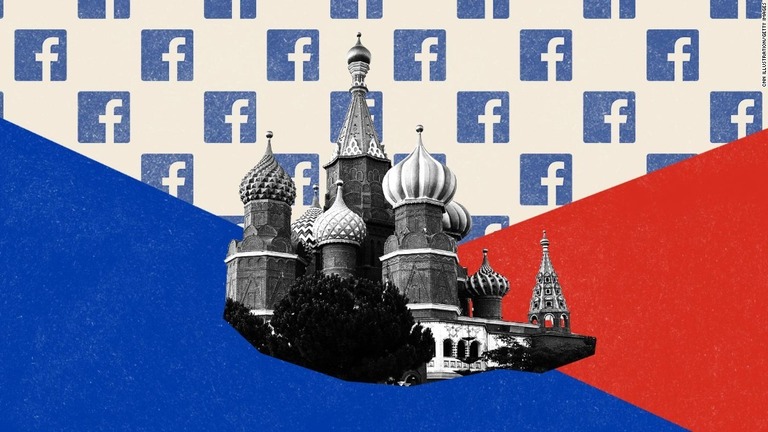 フェイスブックがロシアとの関連が疑われるページやアカウントを削除した/CNN Illustration/Getty Images