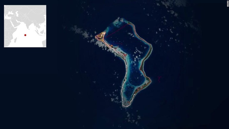 位置情報利用のアプリが示すインド洋の環礁、ディエゴガルシアのヒートマップ/Strava