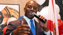米中間選挙に向けた予備選、フロリダの知事候補に初の黒人