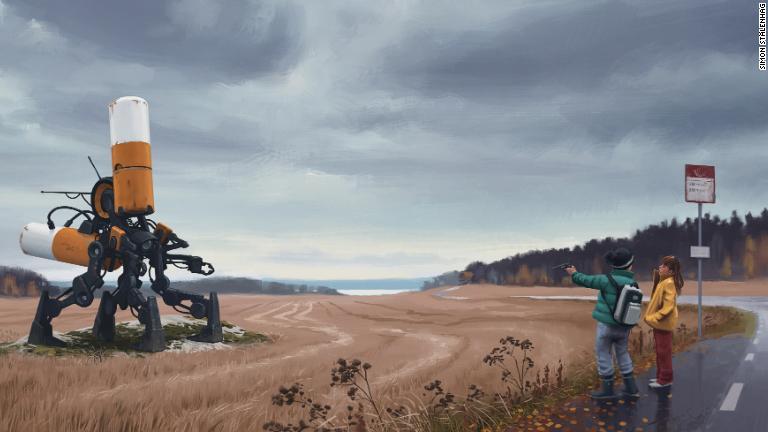 スウェーデン語で「警察ごっこ」と題された作品/Simon Stålenhag