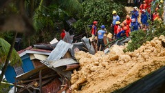 土砂崩れで４人死亡、２０軒超がのまれる　フィリピン・セブ島