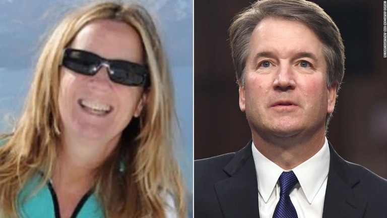 ブレット・カバノー氏（右）とクリスティーン・ブレイジー・フォード氏が出席して議会証言を行う/ResearchGate.net and AFP/Getty Images