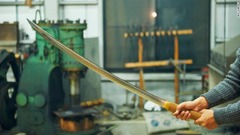 日本刀は刃先が上向きで、刀を抜いてから切るまでを１つの動作で行えるのが特徴だ