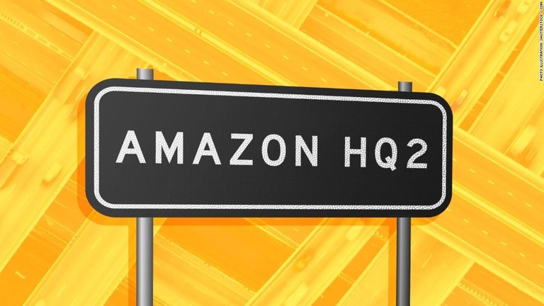 アマゾンの「第２本社」として、ニューヨーク市とバージニア州北部の２都市が選ばれたという/Photo Illustration: Shutterstock / CNN