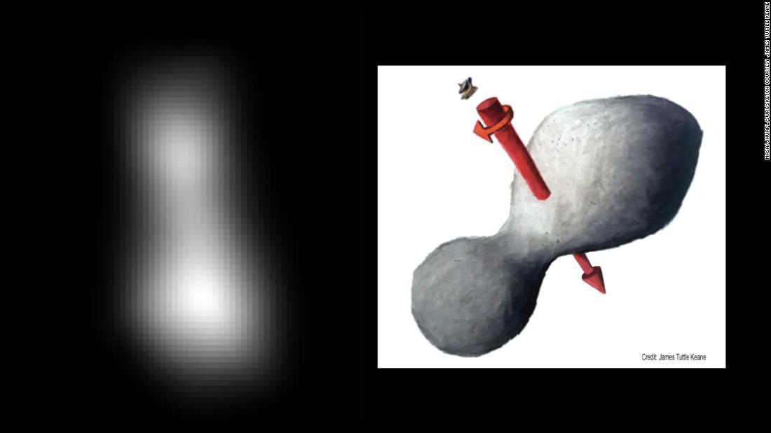 ウルティマトゥーレはボウリングのピンのような形で、回転しているとされる/NASA/JHUAPL/SwRI/Sketch courtesy James Tuttle Keane