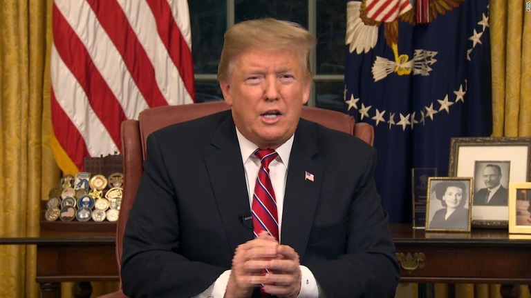 トランプ大統領が壁建設の必要性を訴える演説を行った/Pool