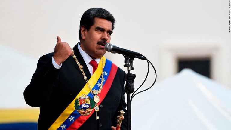 ベネズエラのマドゥロ大統領。英中銀がマドゥロ政権による金の引き出しを拒否した/FEDERICO PARRA/AFP/AFP/Getty Images