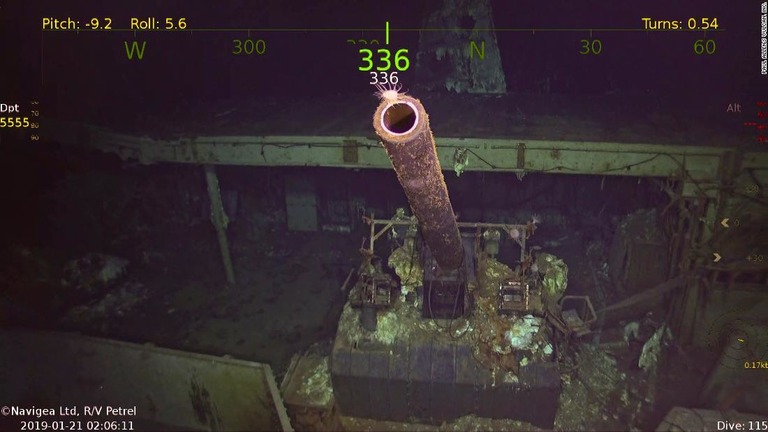 比叡は、深さ１０００メートルの海底で１月末に発見された/Paul Allen's Vulcan, Inc.