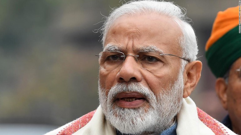 インドのモディ首相。ミサイルによる人工衛星の破壊実験に成功したと明らかにした/PRAKASH SINGH/AFP/AFP/Getty Images