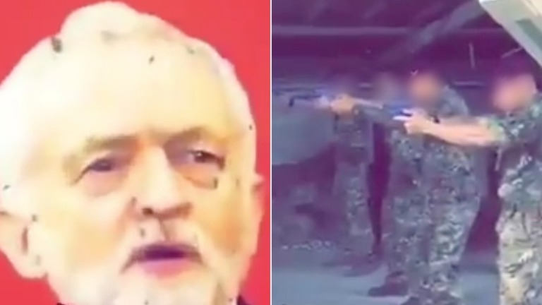 英軍兵士らが野党党首の写真を狙って射撃訓練を行う動画が拡散/Fair use from social media