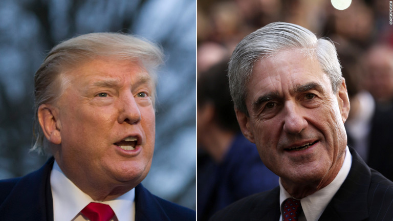 トランプ大統領（左）の司法妨害疑惑について、完全に晴れたとの結論は出ず/AP/Getty Images