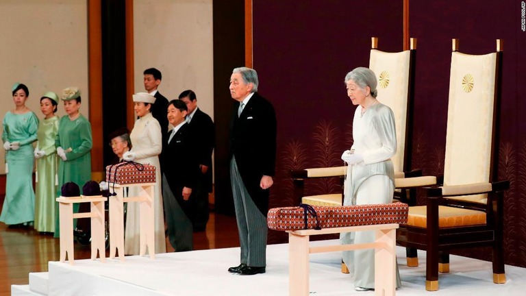 平成の時代に終わりを告げる、天皇陛下の退位の儀式が行われた/Japan Pool/AP