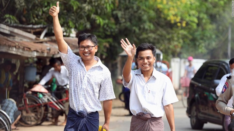 ミャンマーで拘束されていたロイター通信の記者２人が釈放された/Ann Wang/Reuters